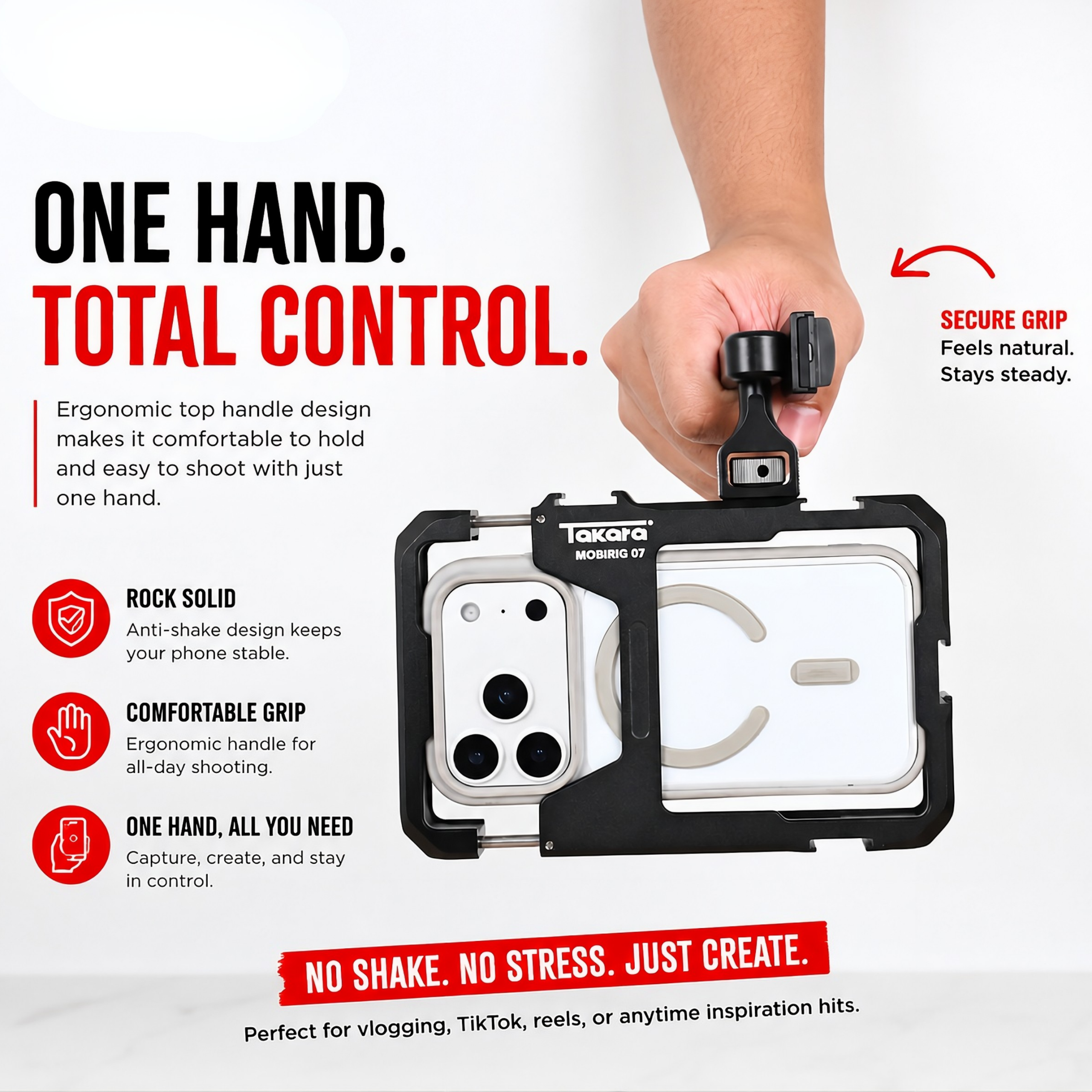 Takara Mobirig 07 Metal Cage Video Rig with Dual Handle Grip for Smartphone - Image 2