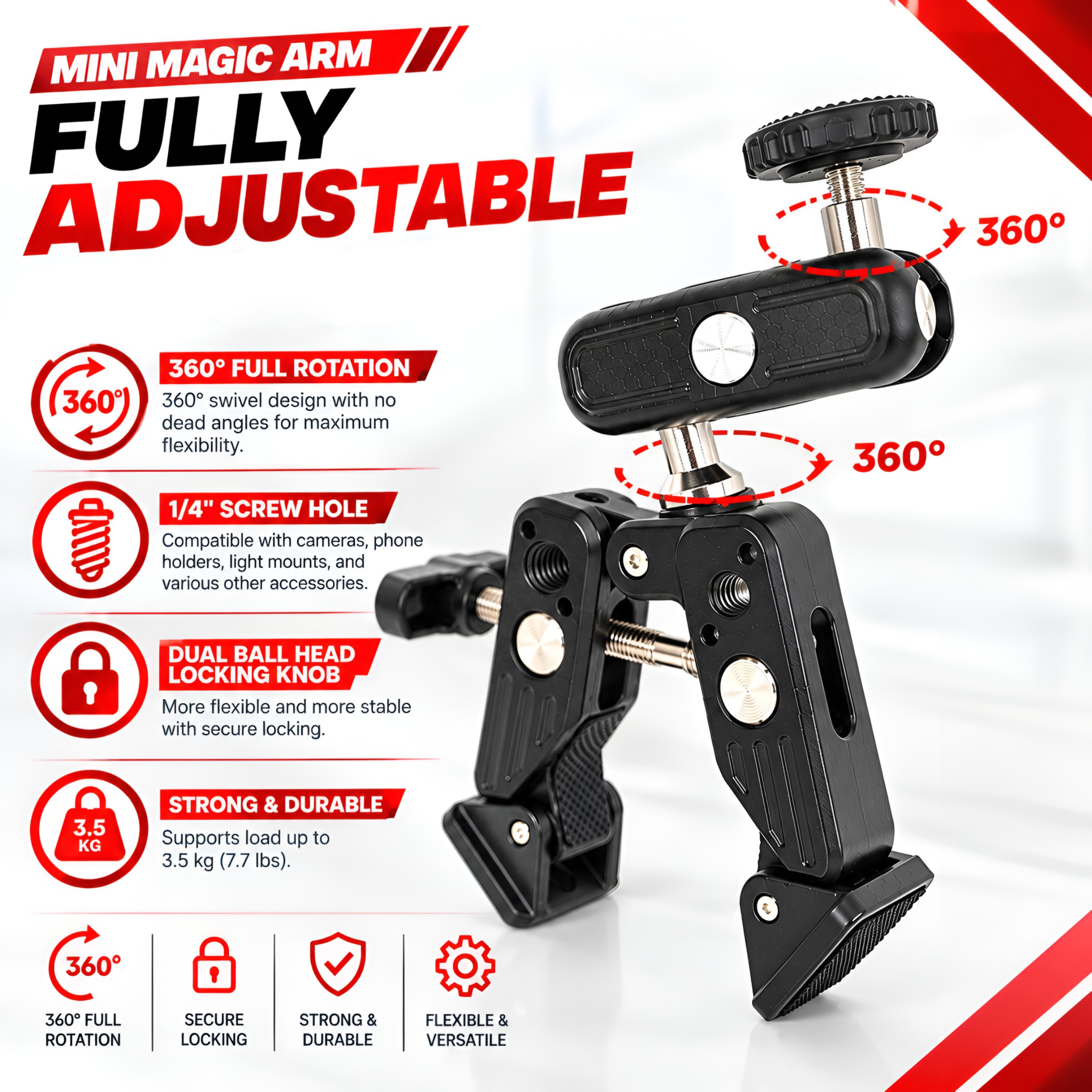 Takara SCA-83 All in One Metal Super Clamp with Magic Arm - Image 5