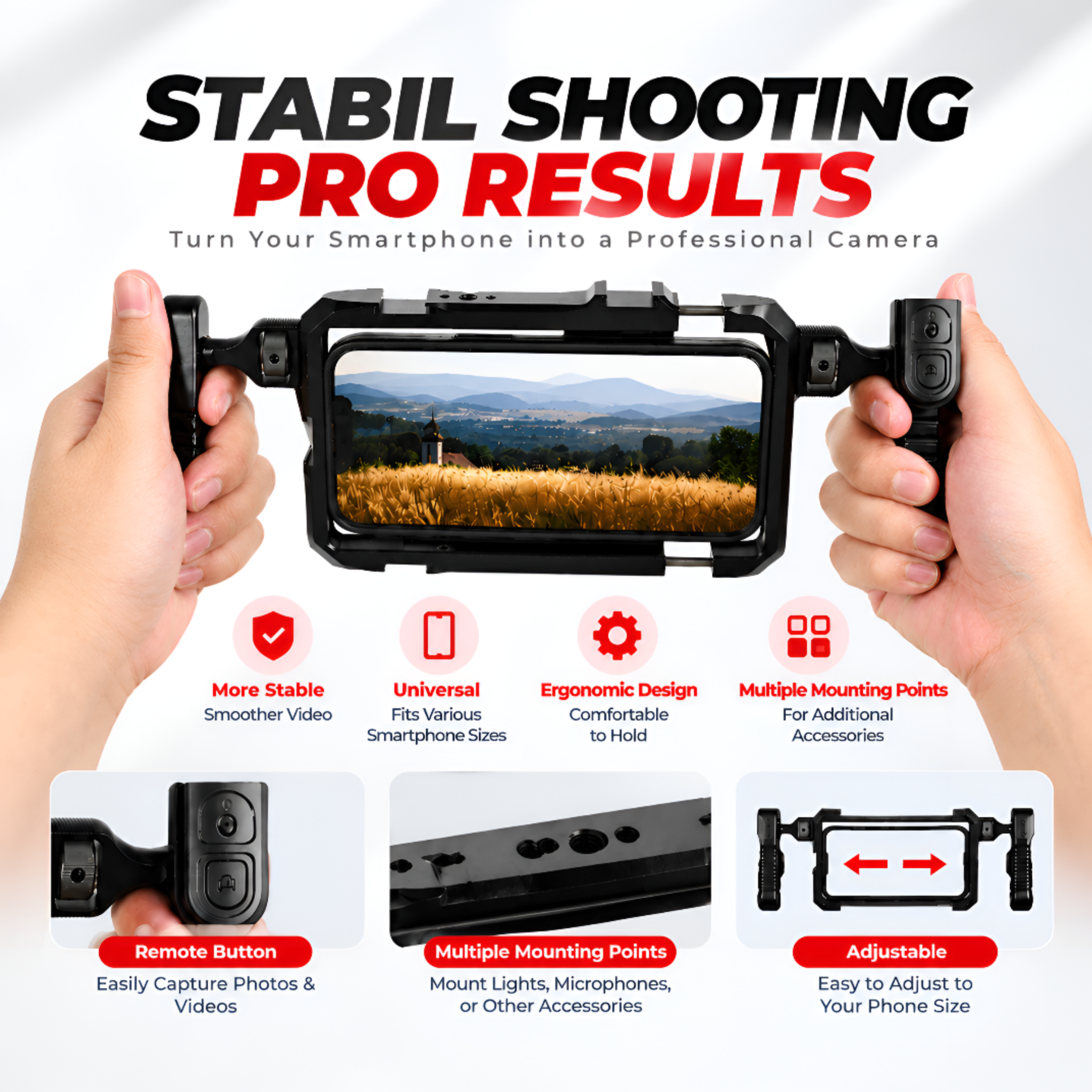 Takara Mobirig 07 Metal Cage Video Rig with Dual Handle Grip for Smartphone - Image 6